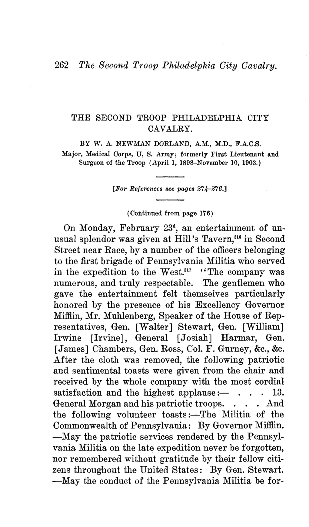 262 the Second Troop Philadelphia City Cavalry. on Monday, February