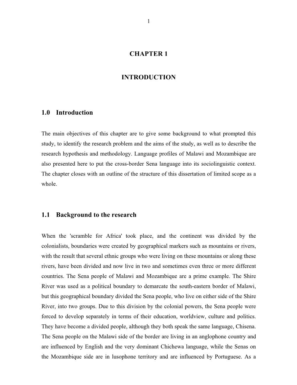 CHAPTER 1 INTRODUCTION 1.0 Introduction 1.1 Background to The