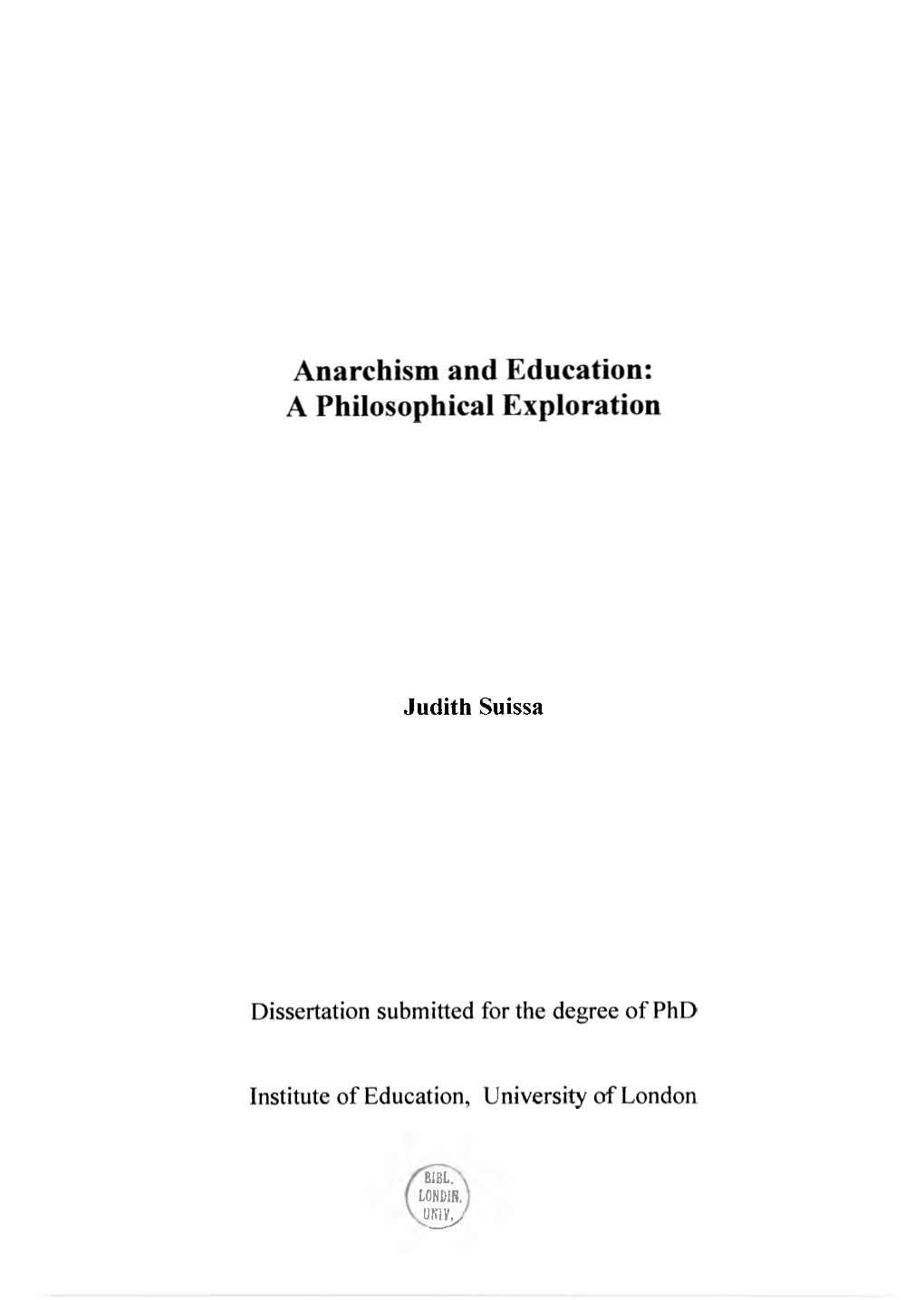 Anarchism and Education: a Philosophical Exploration