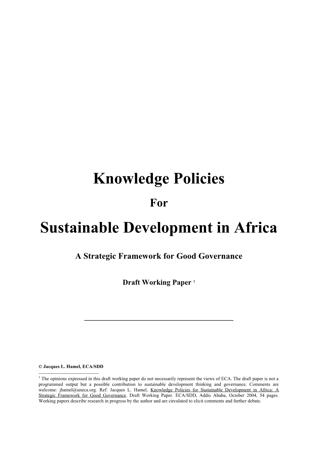 The African Knowledge Society And Sustainable Development: