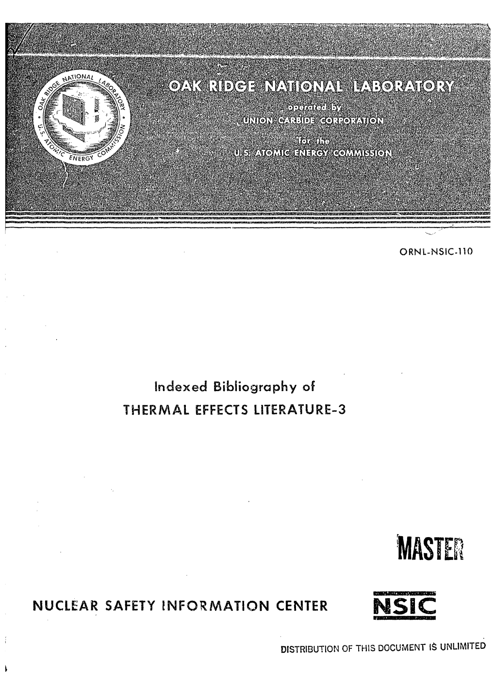 Indexed Bibliography of THERMAL EFFECTS LITERATURE-3 NUCLEAR SAFETY INFORMATION CENTER N S