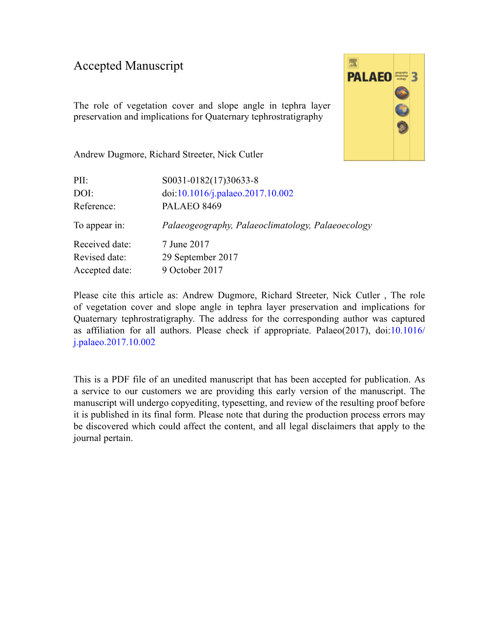 The Role of Vegetation Cover and Slope Angle in Tephra Layer Preservation and Implications for Quaternary Tephrostratigraphy