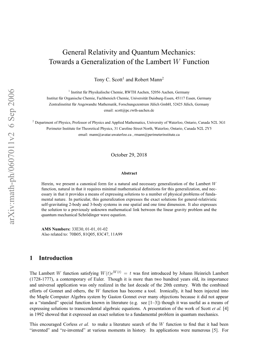 Towards a Generalization of the Lambert W Function