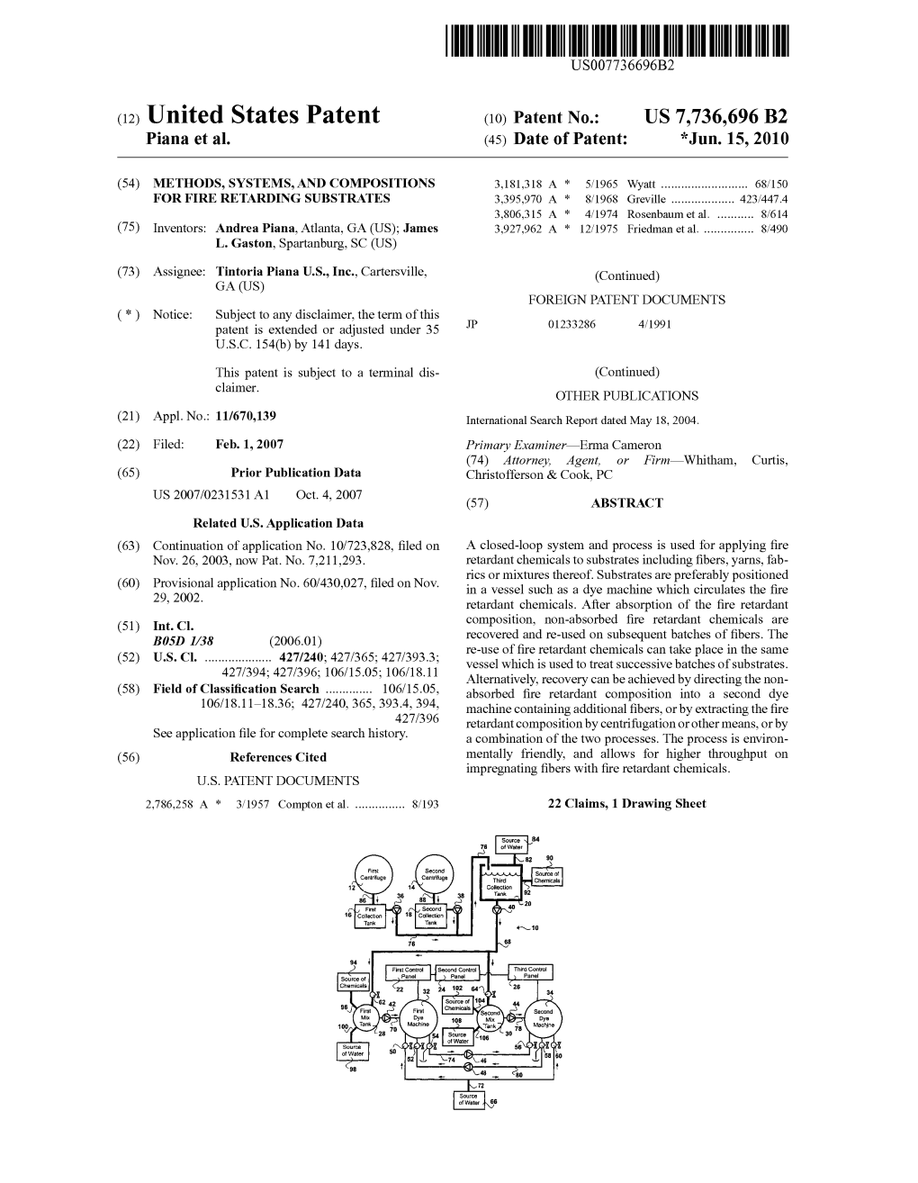 (12) United States Patent (10) Patent No.: US 7,736,696 B2 Piana Et Al