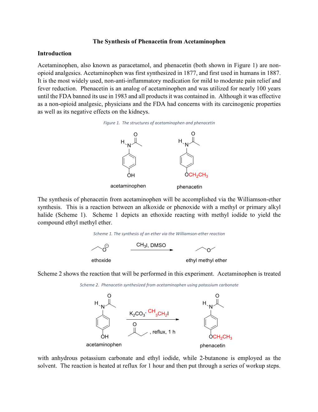 The Synthesis of Phenacetin from Acetaminophen