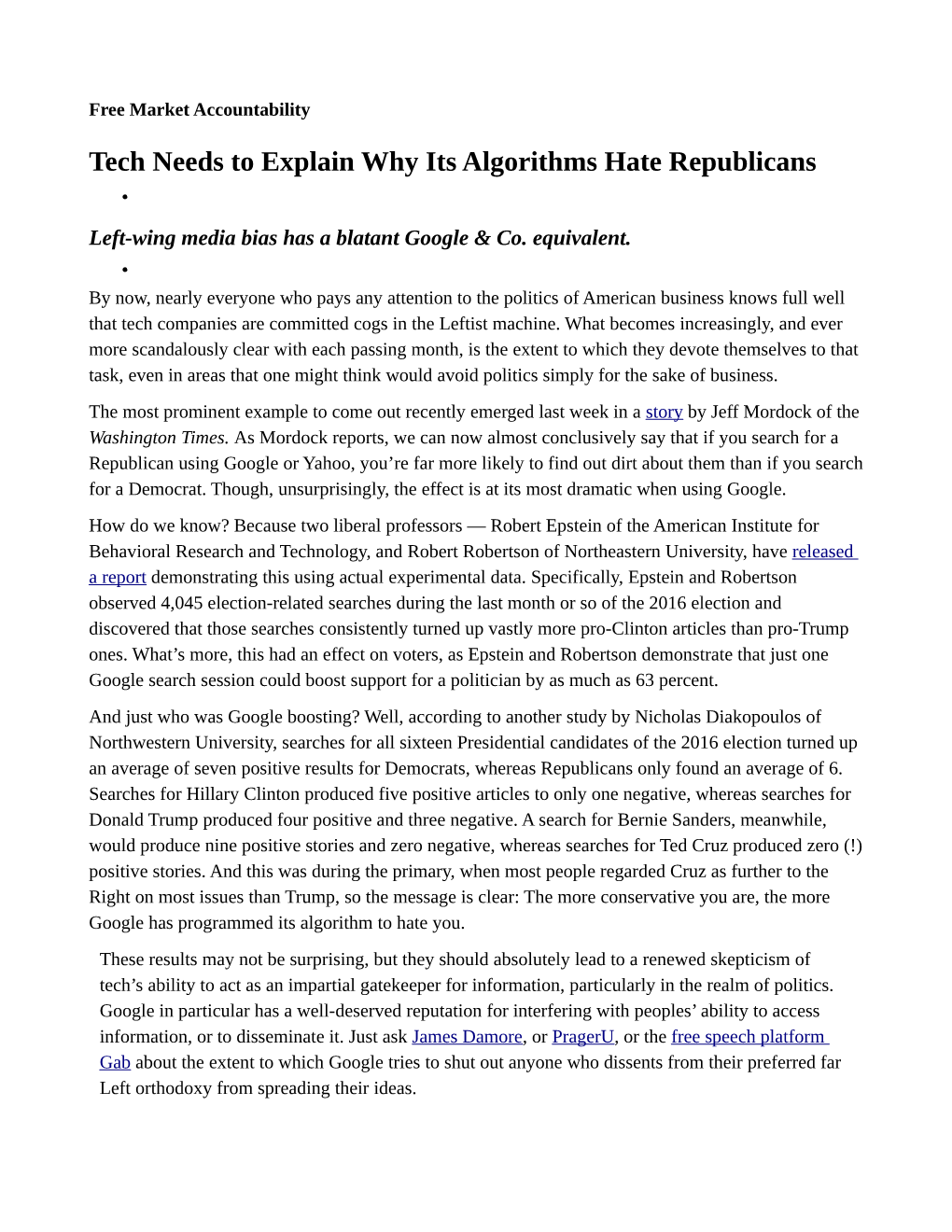 Tech Needs to Explain Why Its Algorithms Hate Republicans • Left-Wing Media Bias Has a Blatant Google & Co