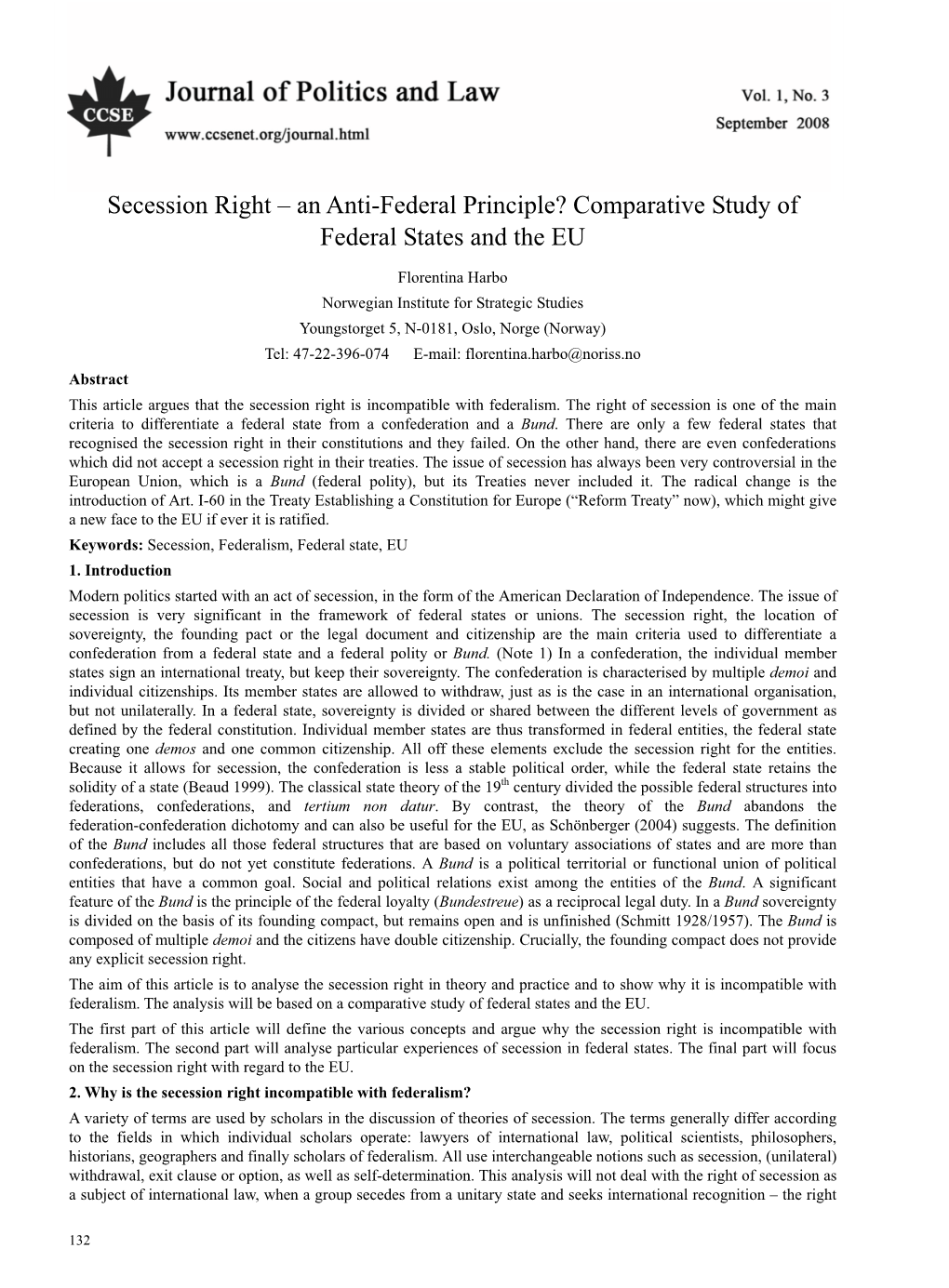 Secession Right – an Anti-Federal Principle? Comparative Study of Federal States and the EU