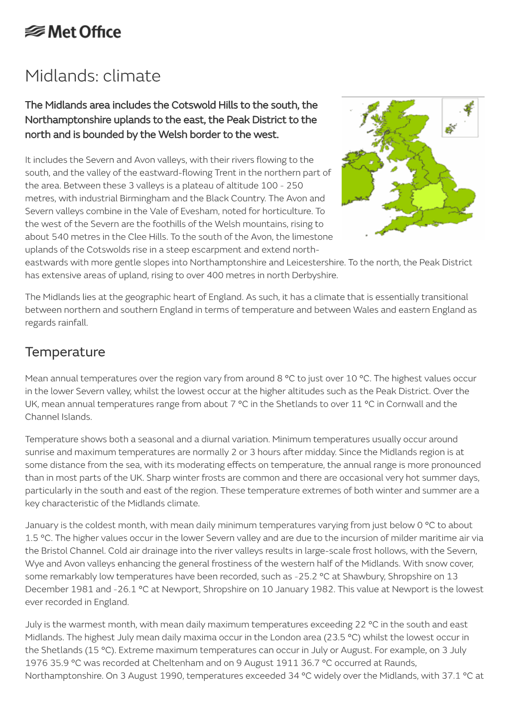 Midlands: Climate
