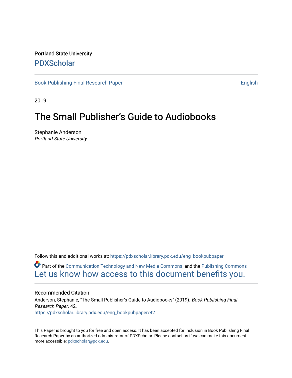 The Small Publisher's Guide to Audiobooks