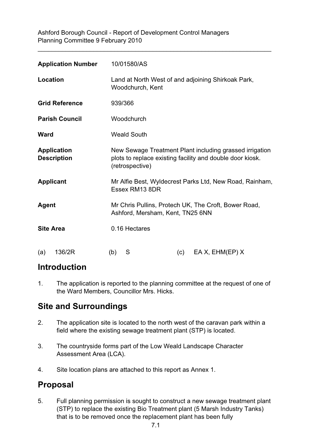 Introduction Site and Surroundings Proposal