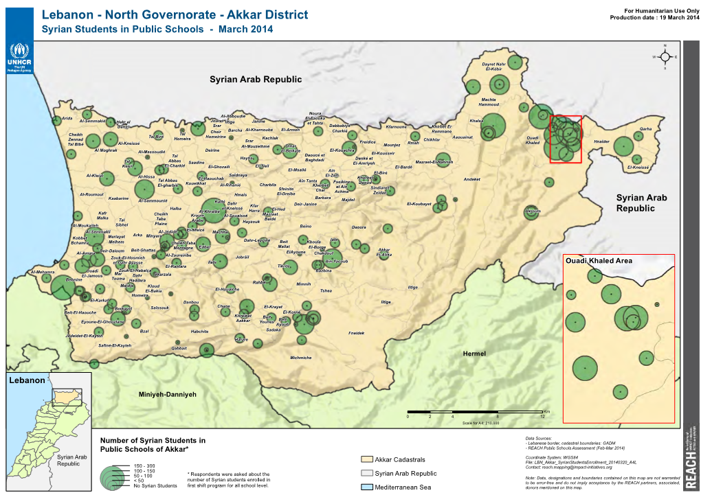 Lebanon - North Governorate - Akkar District Production Date : 19 March 2014 Syrian Students in Public Schools - March 2014