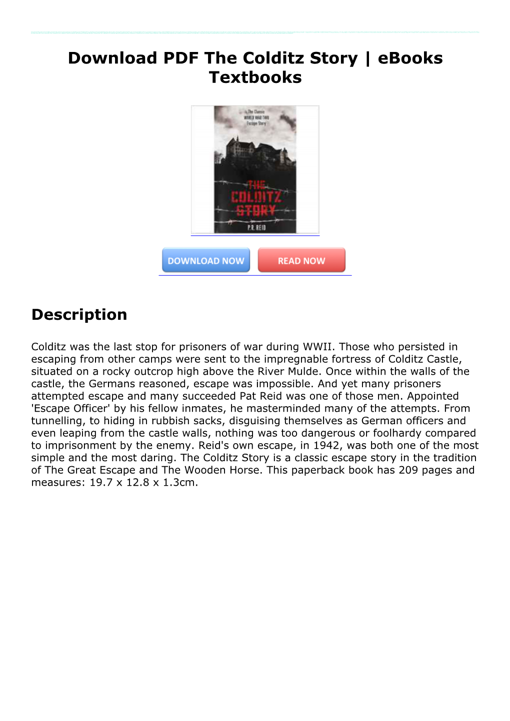 Download PDF the Colditz Story | Ebooks Textbooks