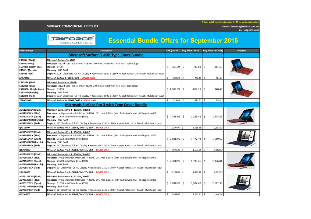 Essential Bundle Offers for September 2015