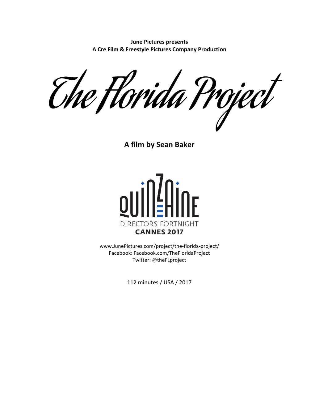 THE FLORIDA PROJECT Press Notes[1]