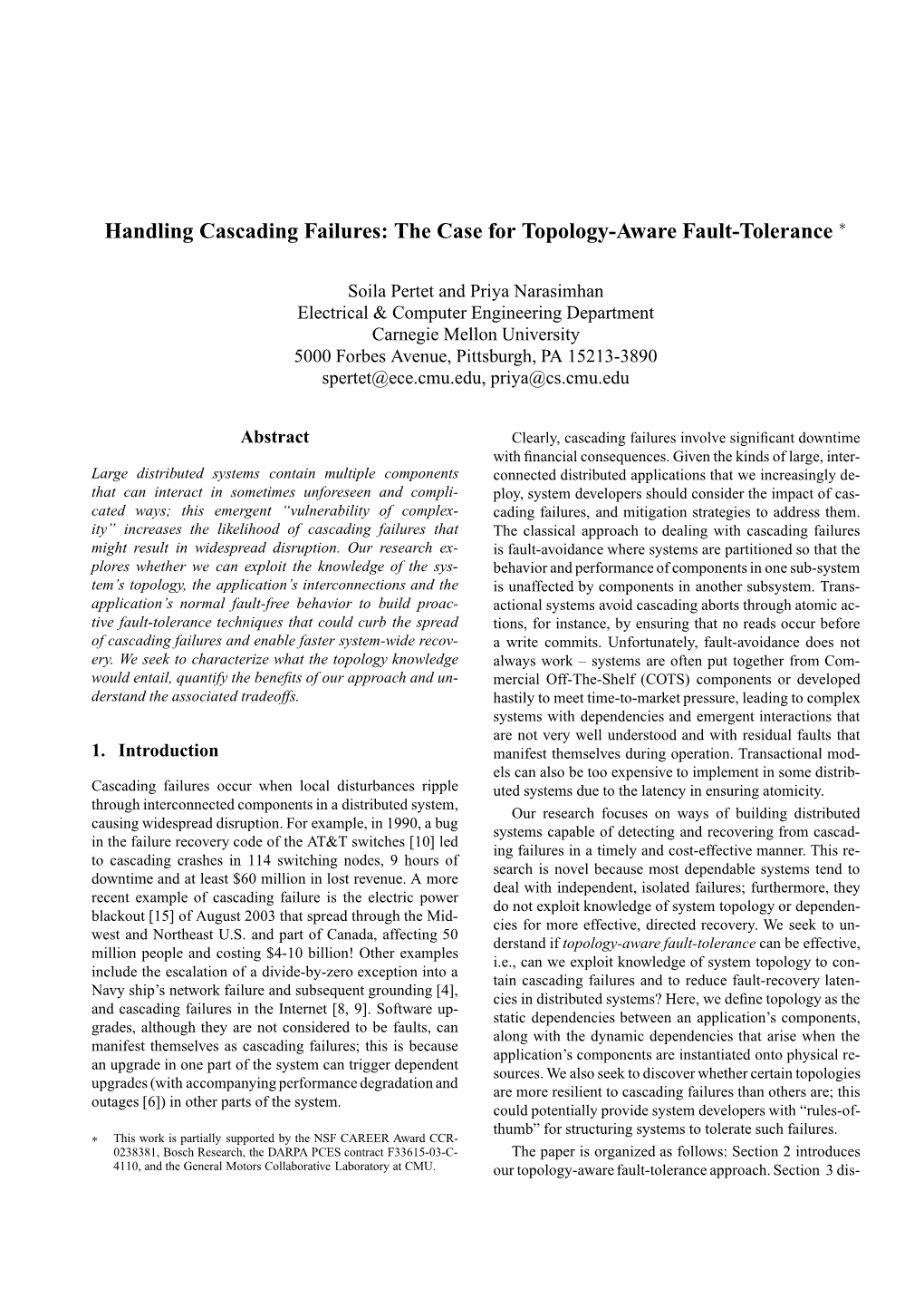 The Case for Topology-Aware Fault-Tolerance ∗