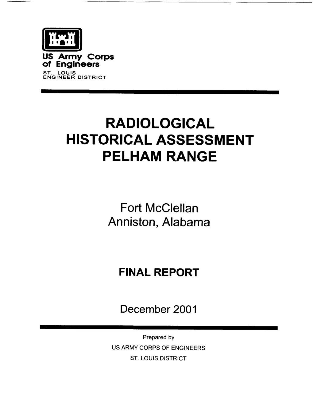 Ft. Mcclellan, US Army Corps Engineering, Radiological