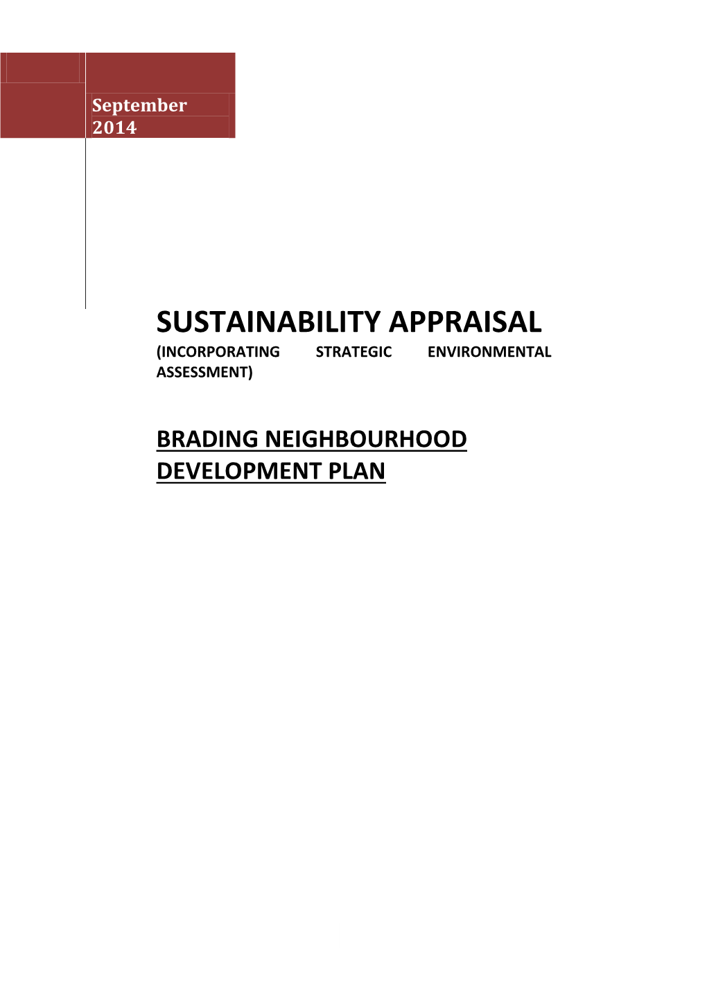 Sustainability Appraisal (Incorporating Strategic Environmental Assessment)