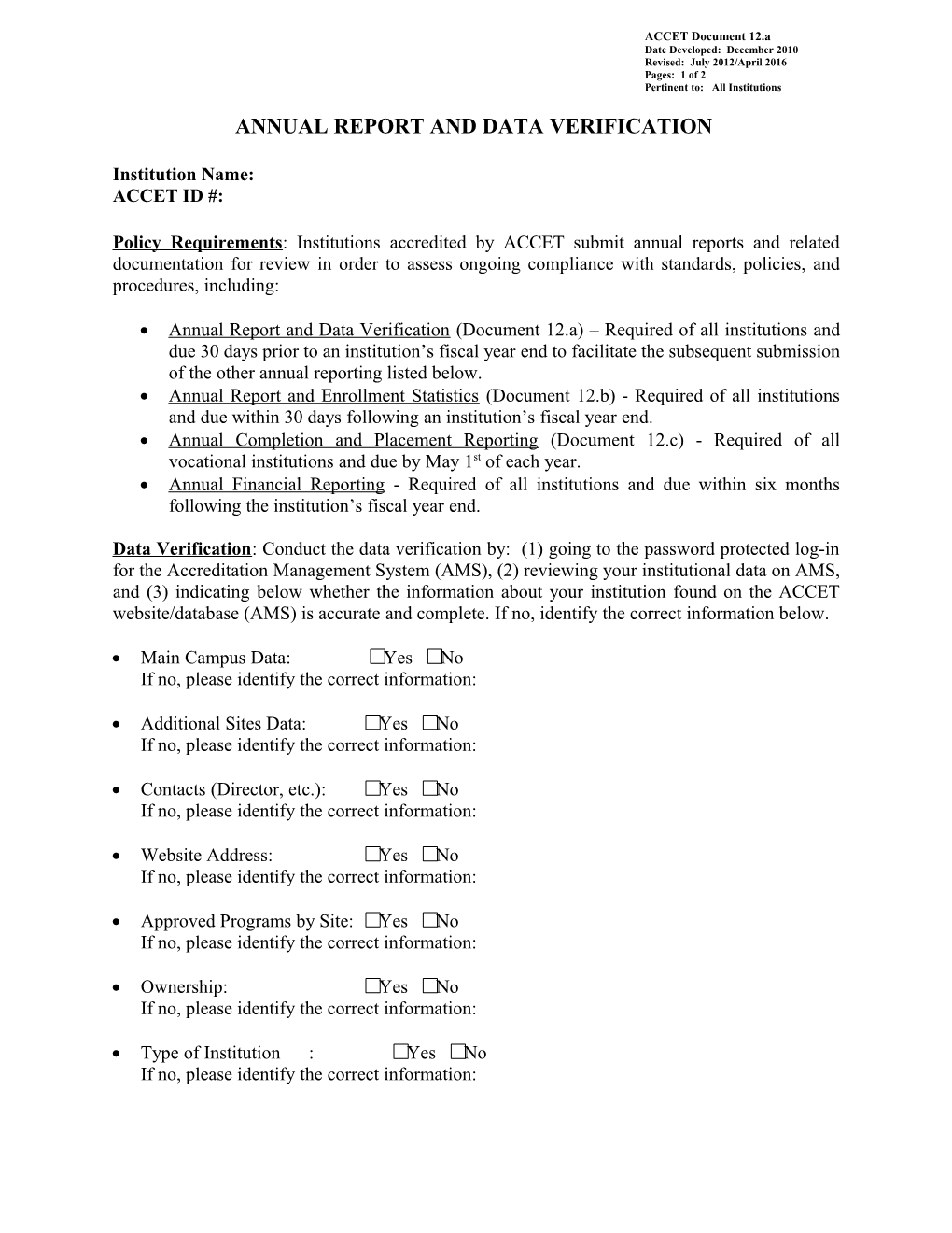 Annual Report & Enrollment Statistics