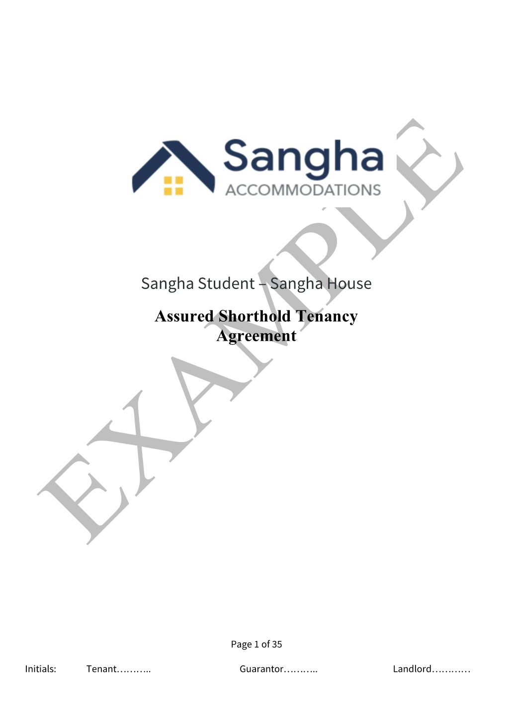 Sangha House Assured Shorthold Tenancy Agreement