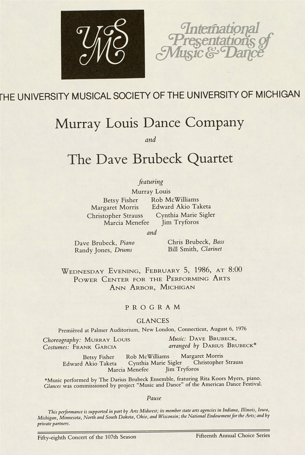 Murray Louis Dance Company the Dave Brubeck Quartet