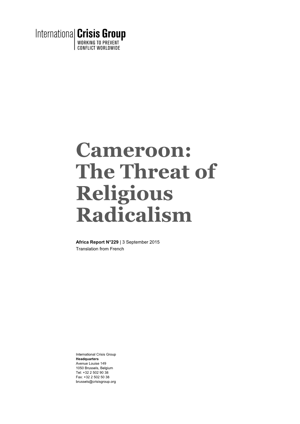 Cameroon: the Threat of Religious Radicalism