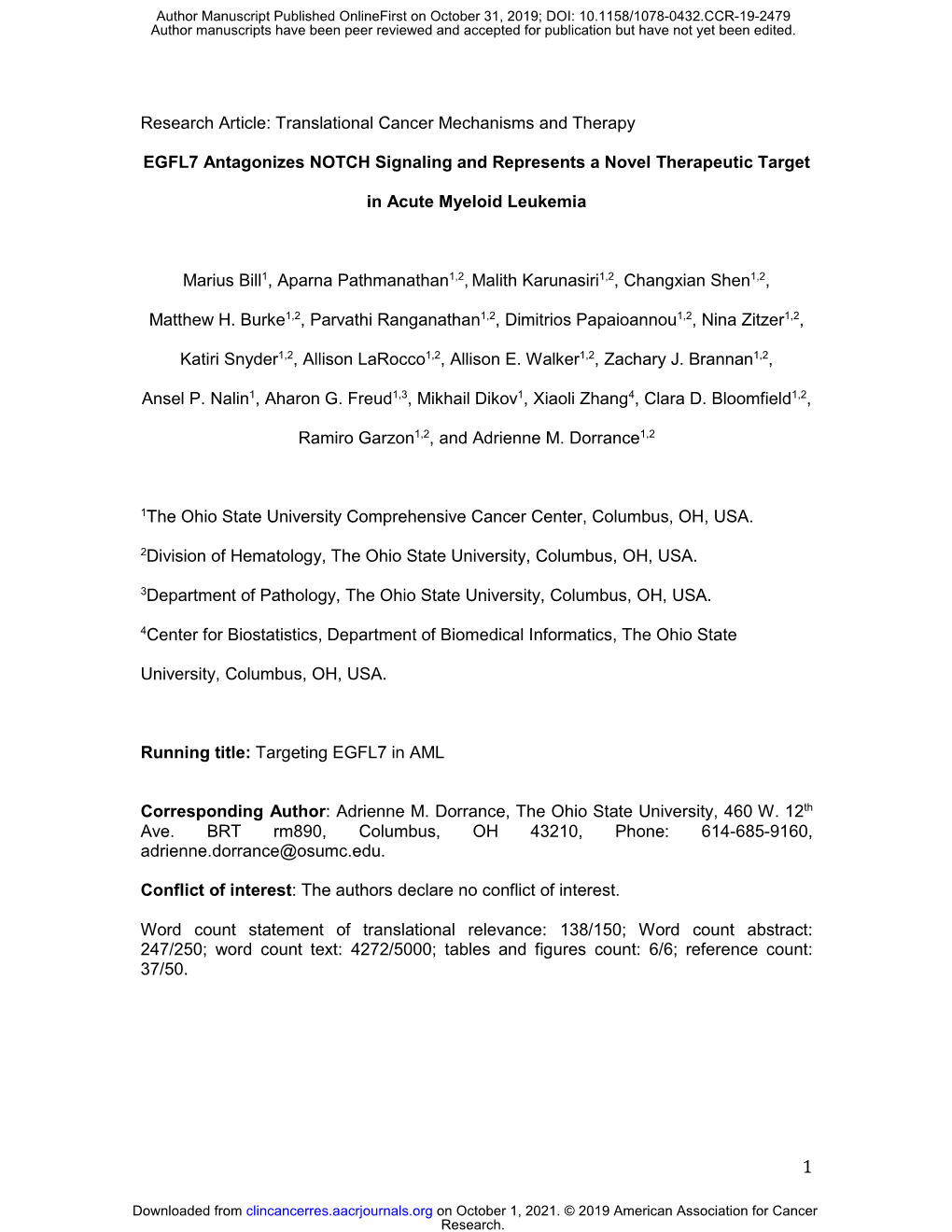 EGFL7 Antagonizes NOTCH Signaling and Represents a Novel Therapeutic Target