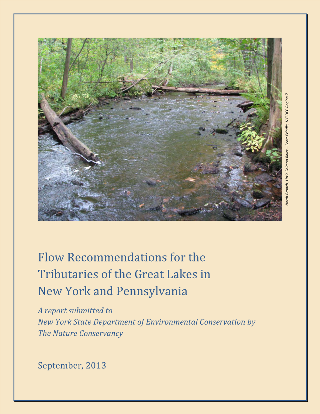 Flow Recommendations for the Tributaries of the Great Lakes in New York and Pennsylvania