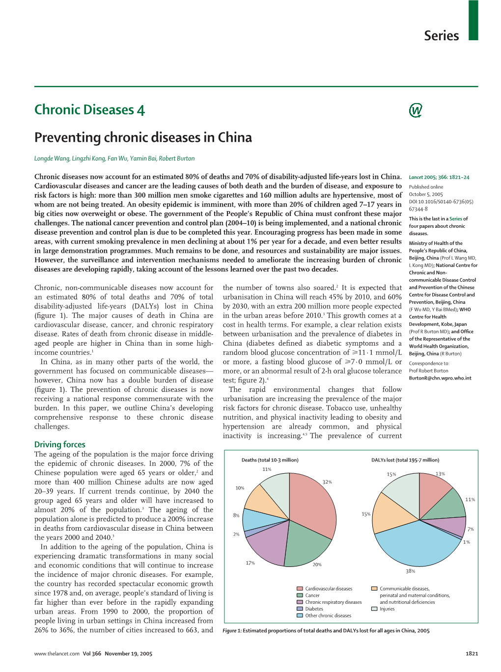 Preventing Chronic Diseases in China