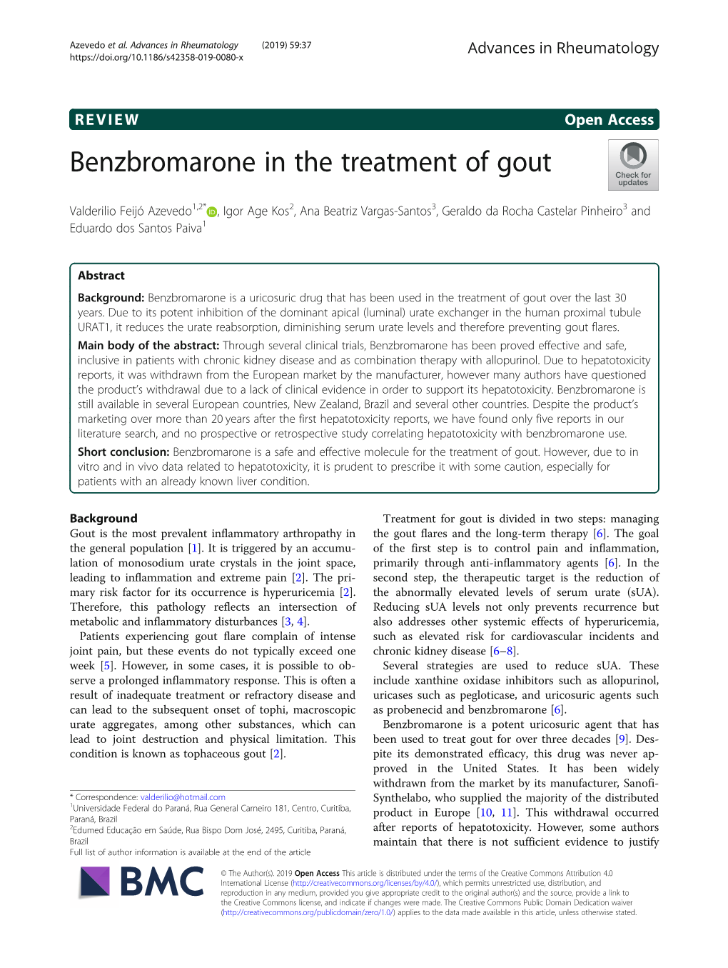 Benzbromarone in the Treatment of Gout