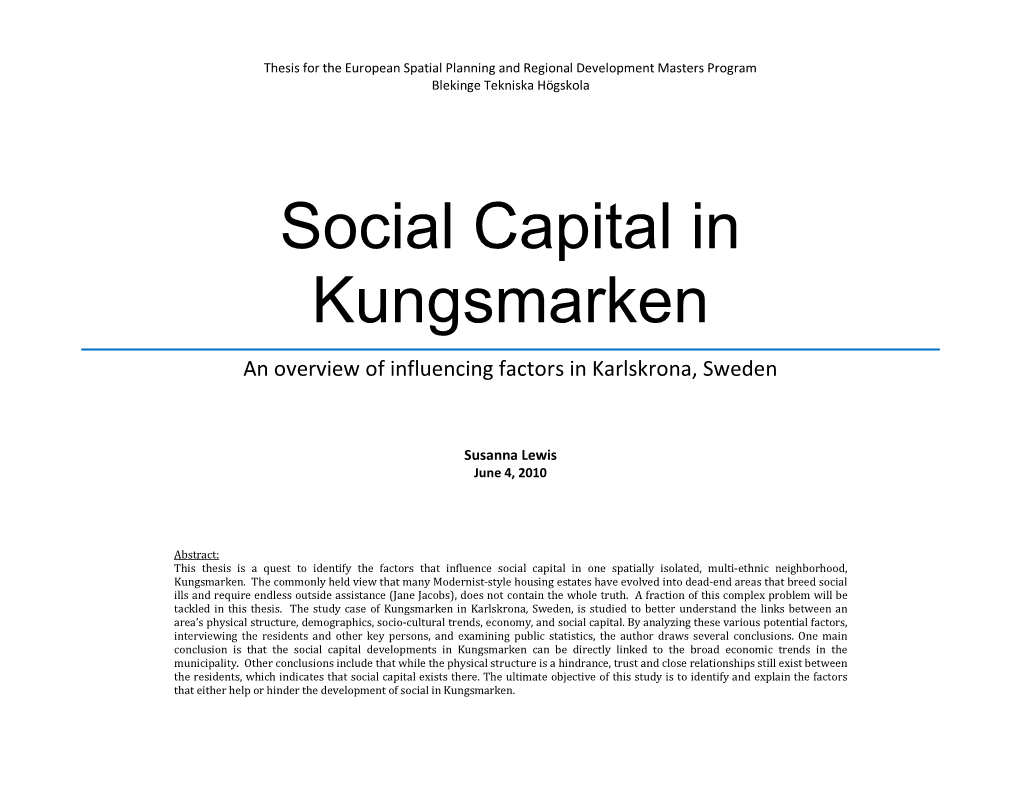Social Capital in Kungsmarken