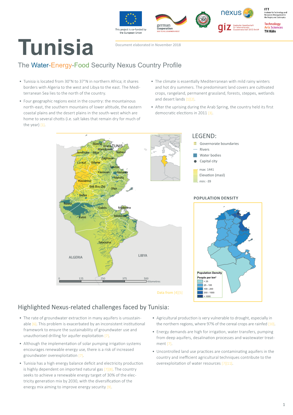 Tunisia Document Elaborated in November 2018 the Water-Energy-Food Security Nexus Country Profile