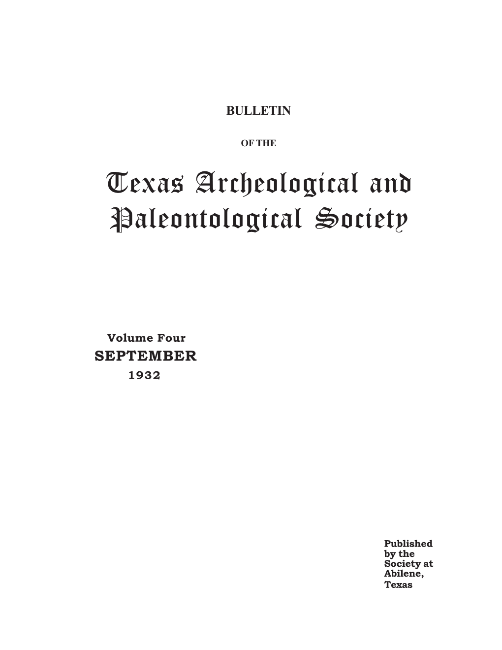 Texas Archeological and Paleontological Society