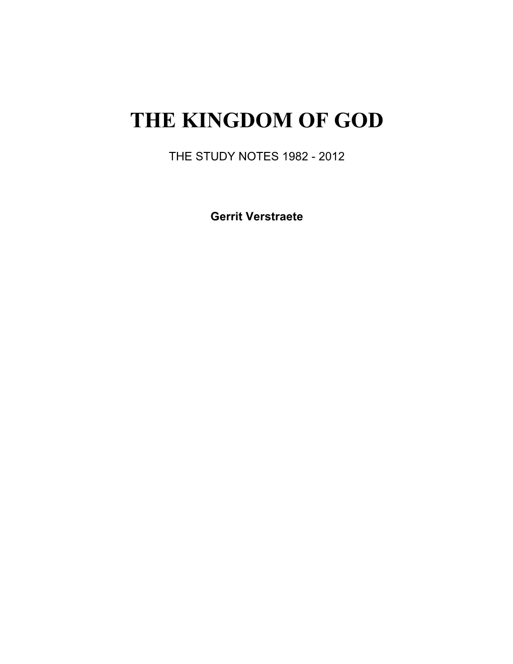 The Kingdom of God