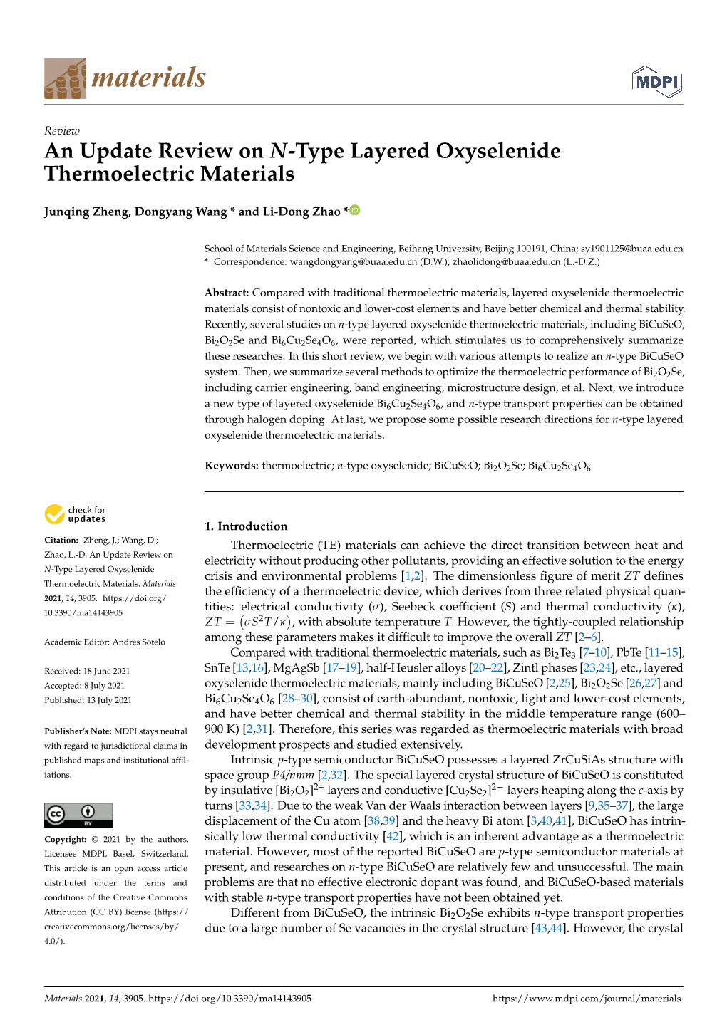 An Update Review on N-Type Layered Oxyselenide Thermoelectric Materials