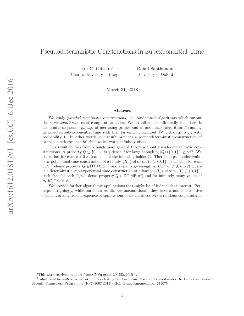 Pseudodeterministic Constructions in Subexponential Time