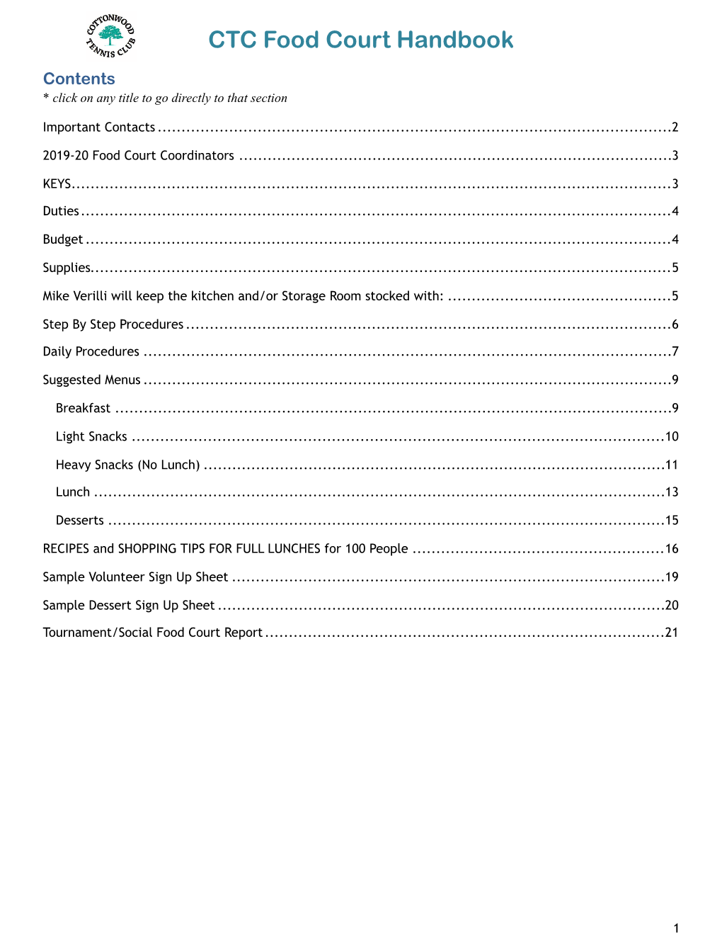 CTC Food Court Handbook 2019-20