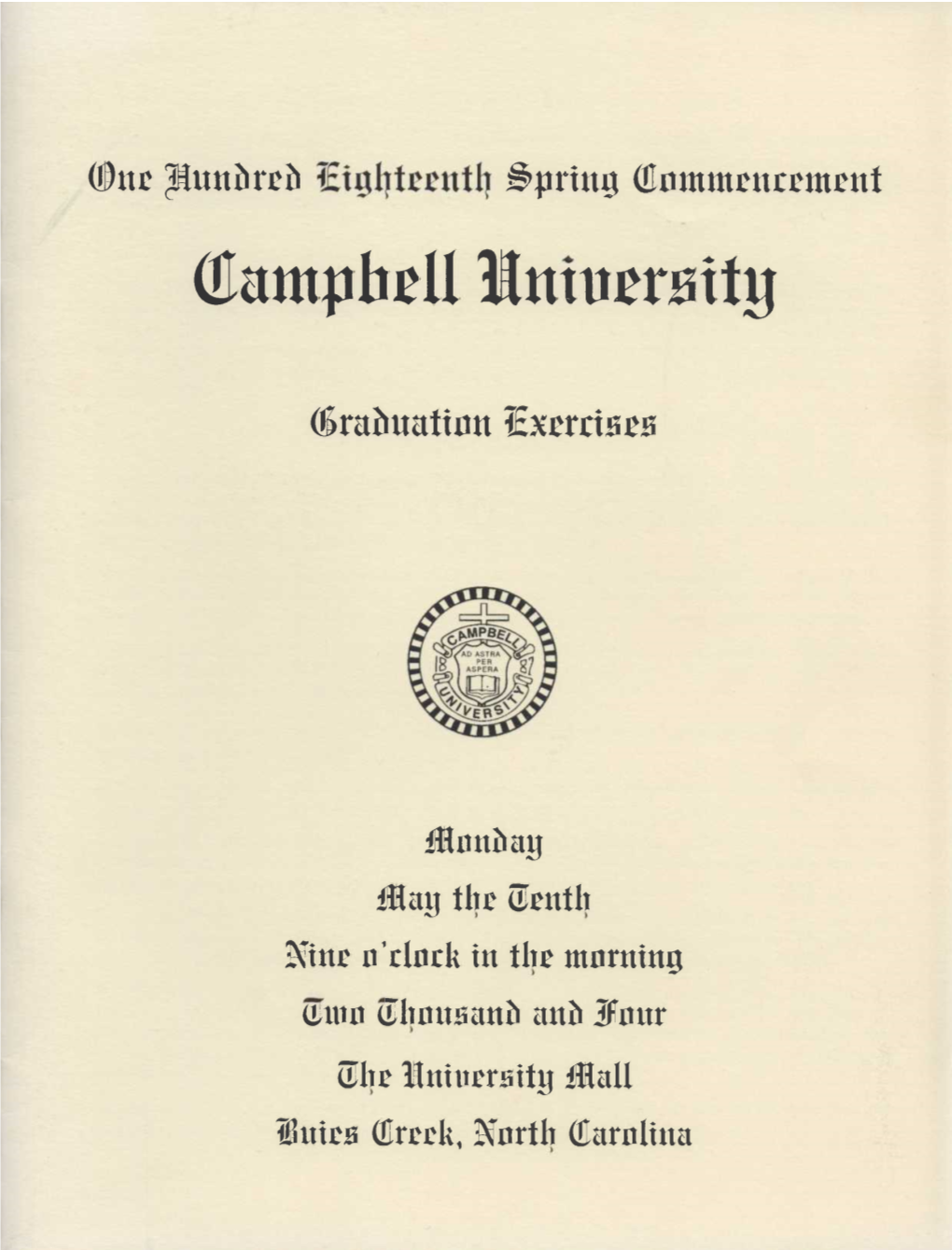 One Hundred Eighteenth Spring Commencement (2004)