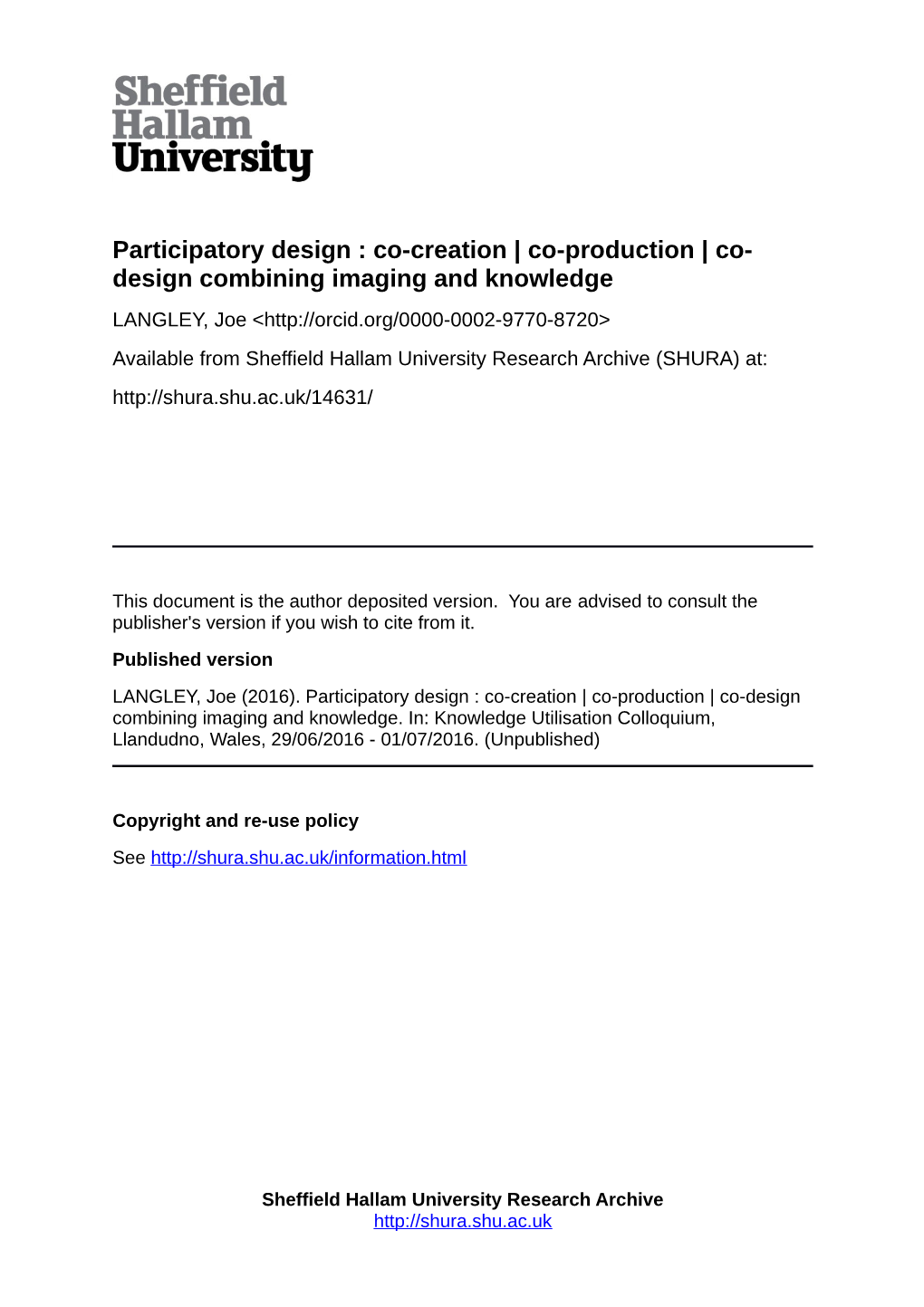Participatory Design : Co-Creation