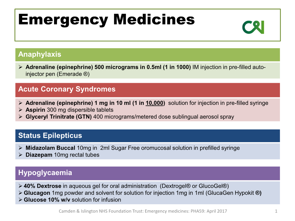 Emergency Medicines