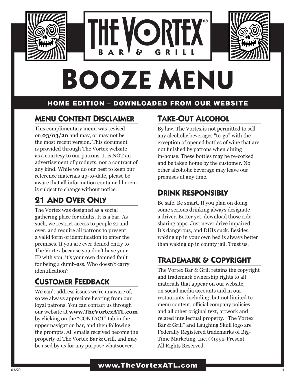 Booze Menu Home Edition – Downloaded from Our Website