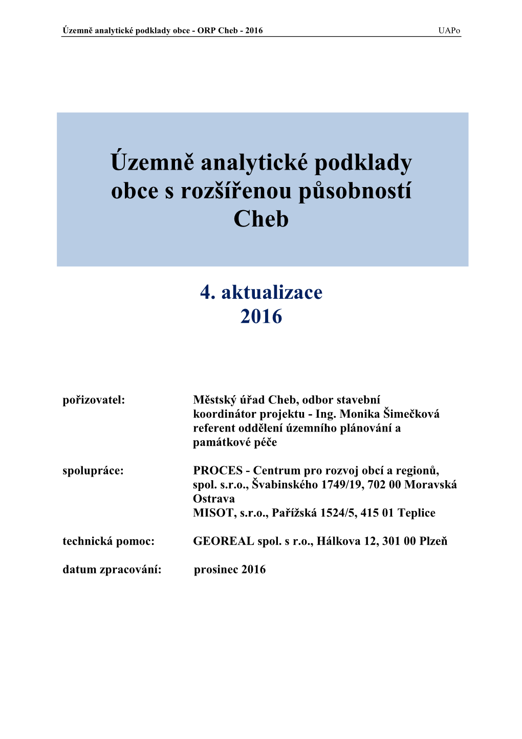 Územně Analytické Podklady Obce S Rozšířenou Působností …