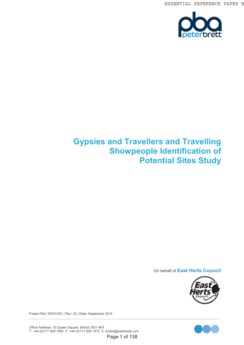 Gypsies and Travellers and Travelling Showpeople Identification of Potential Sites Study