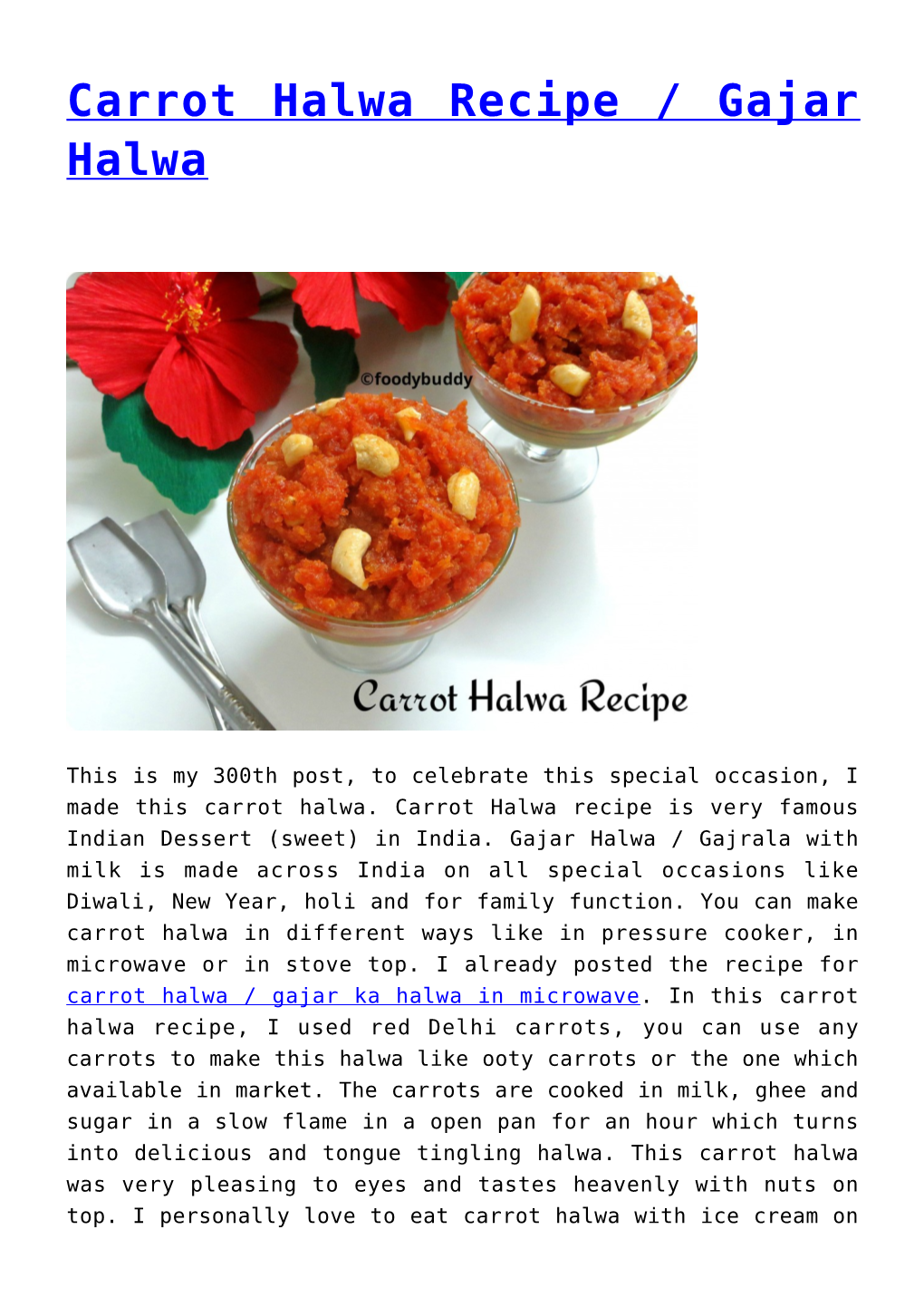Carrot Halwa Recipe / Gajar Halwa