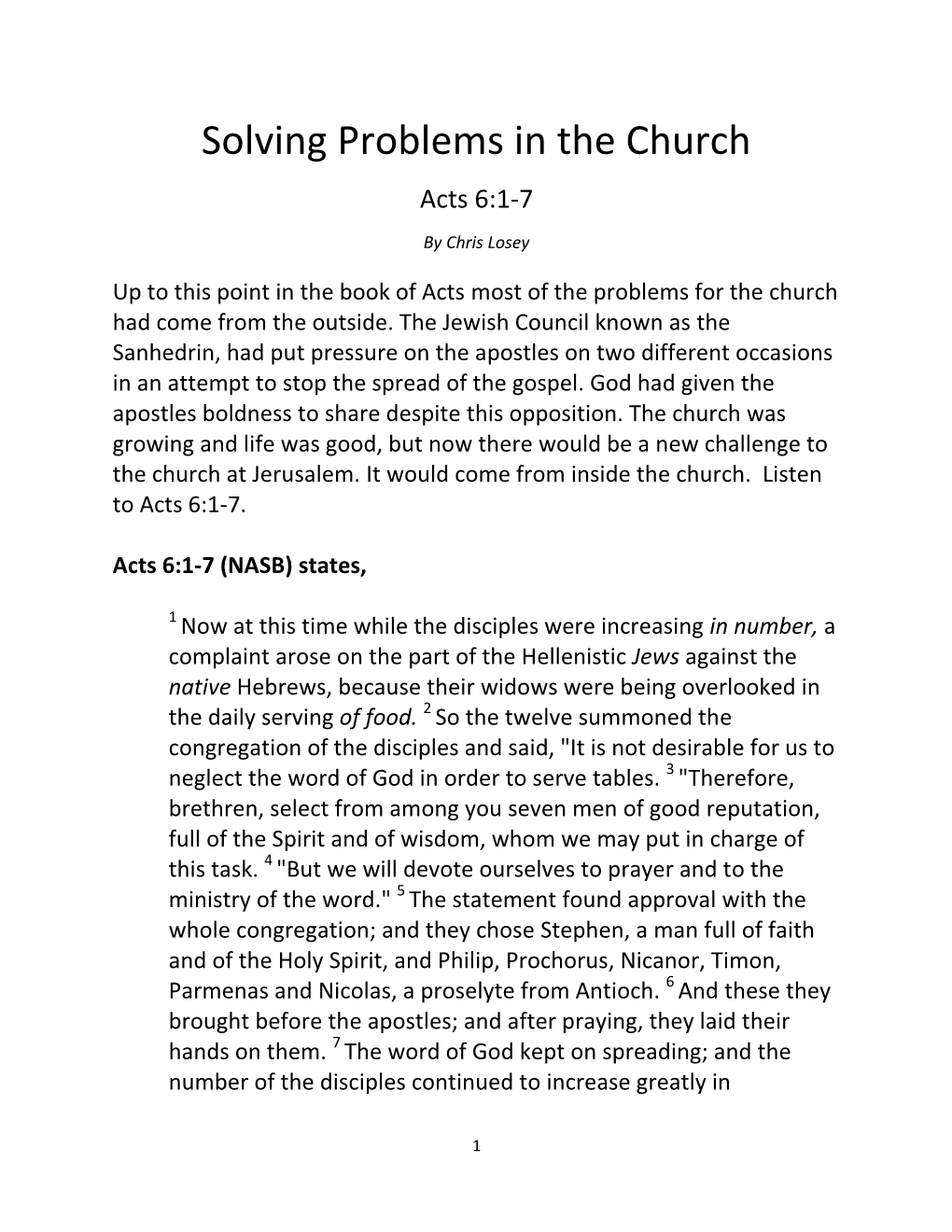 Solving Problems in the Church