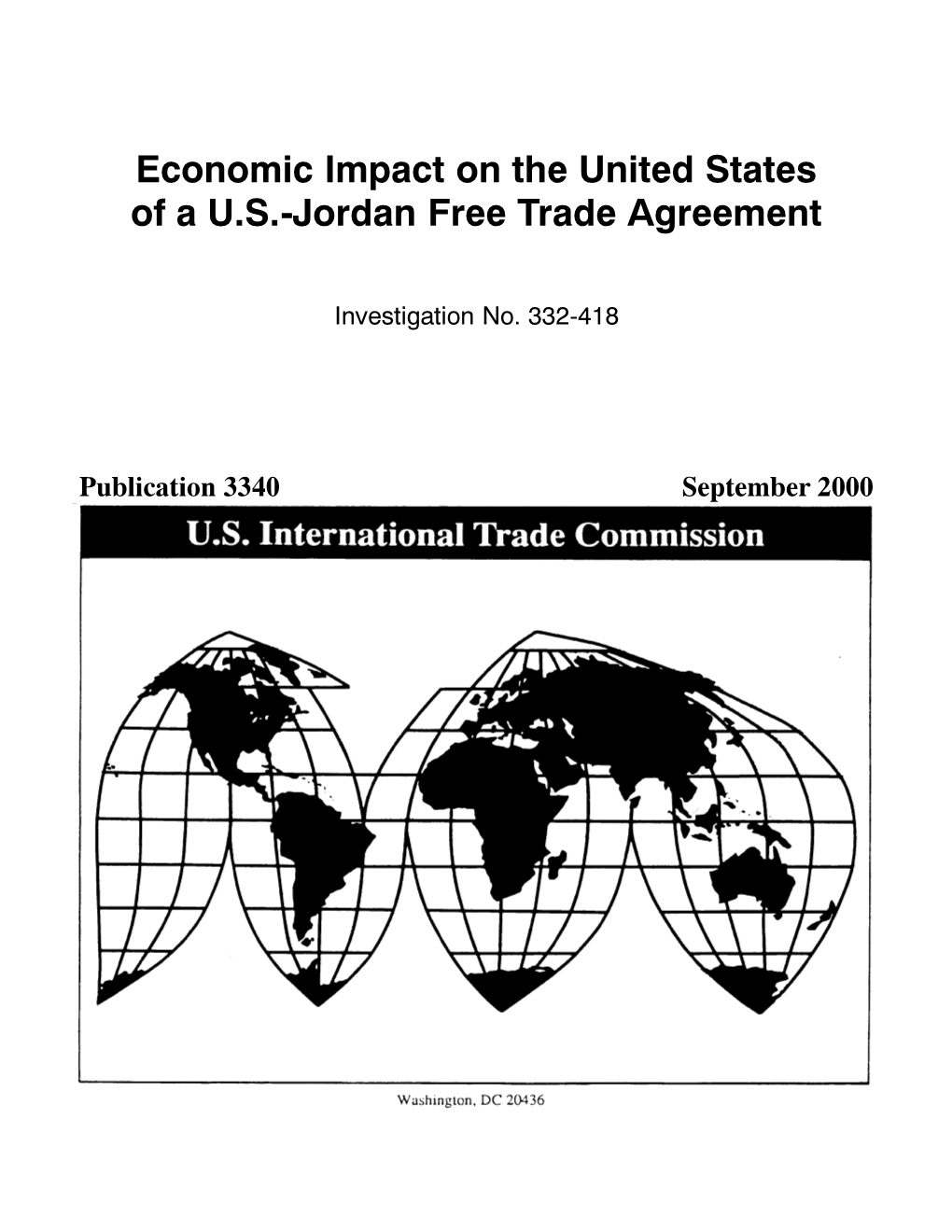 Economic Impact on the United States of a U.S.-Jordan Free Trade