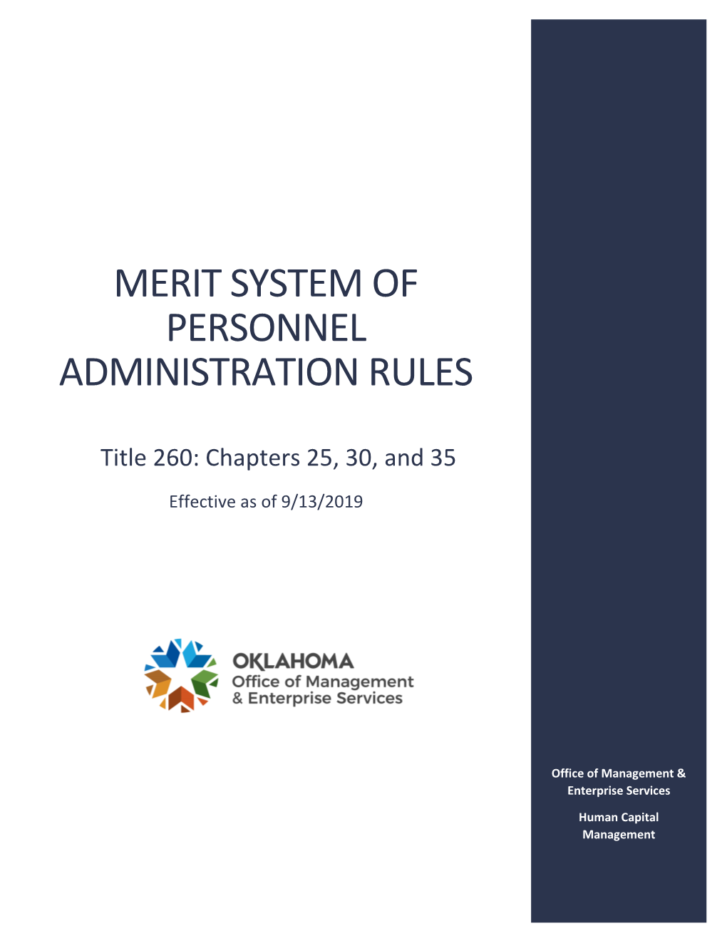 Merit Rules Title 260 Chapters, 25, 30, 35