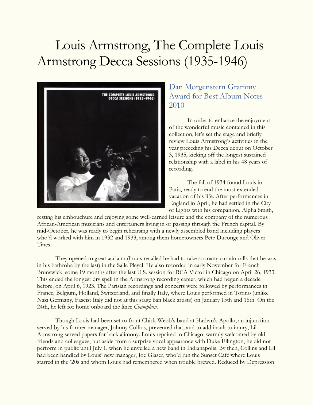 Louis Armstrong,The Complete Louis Armstrong Decca Sessions (1935