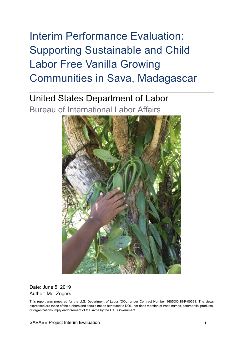 Interim Performance Evaluation: Supporting Sustainable and Child Labor Free Vanilla Growing Communities in Sava, Madagascar