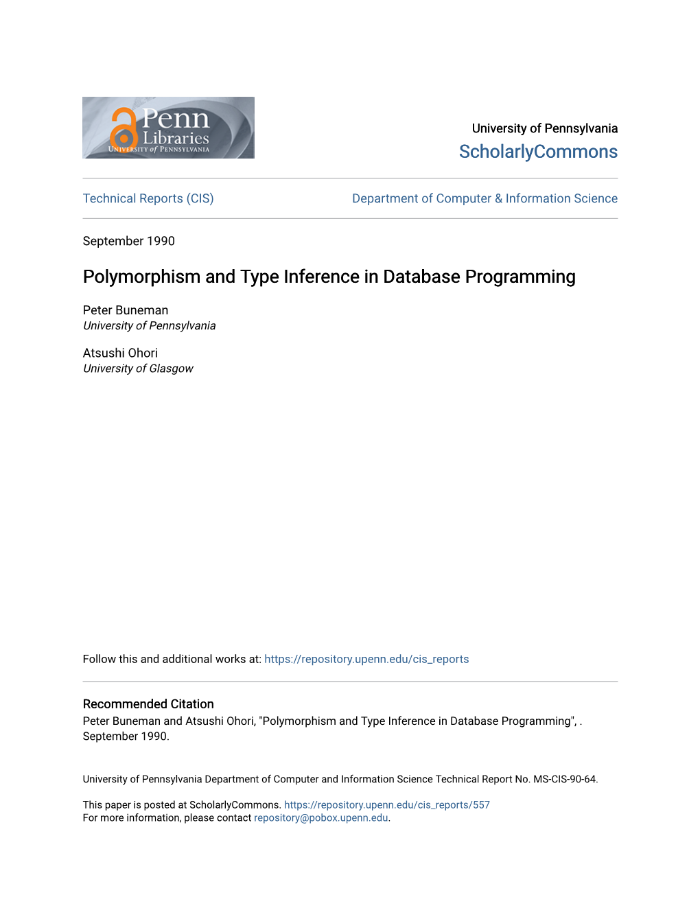 Polymorphism and Type Inference in Database Programming