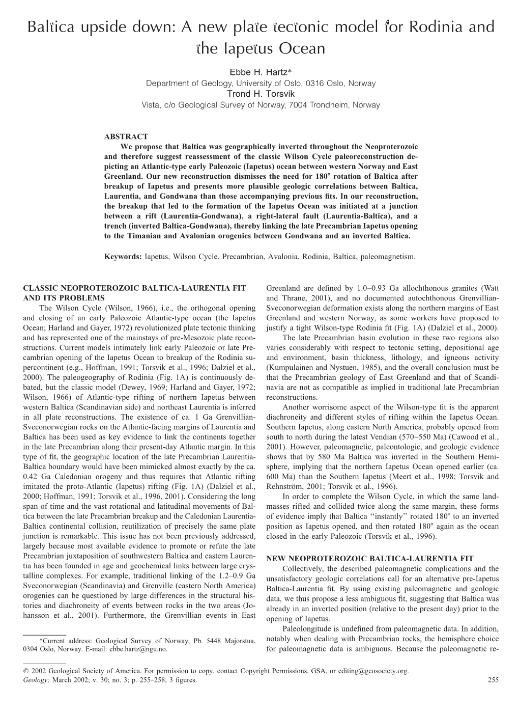 Baltica Upside Down: a New Plate Tectonic Model for Rodinia and the Iapetus Ocean